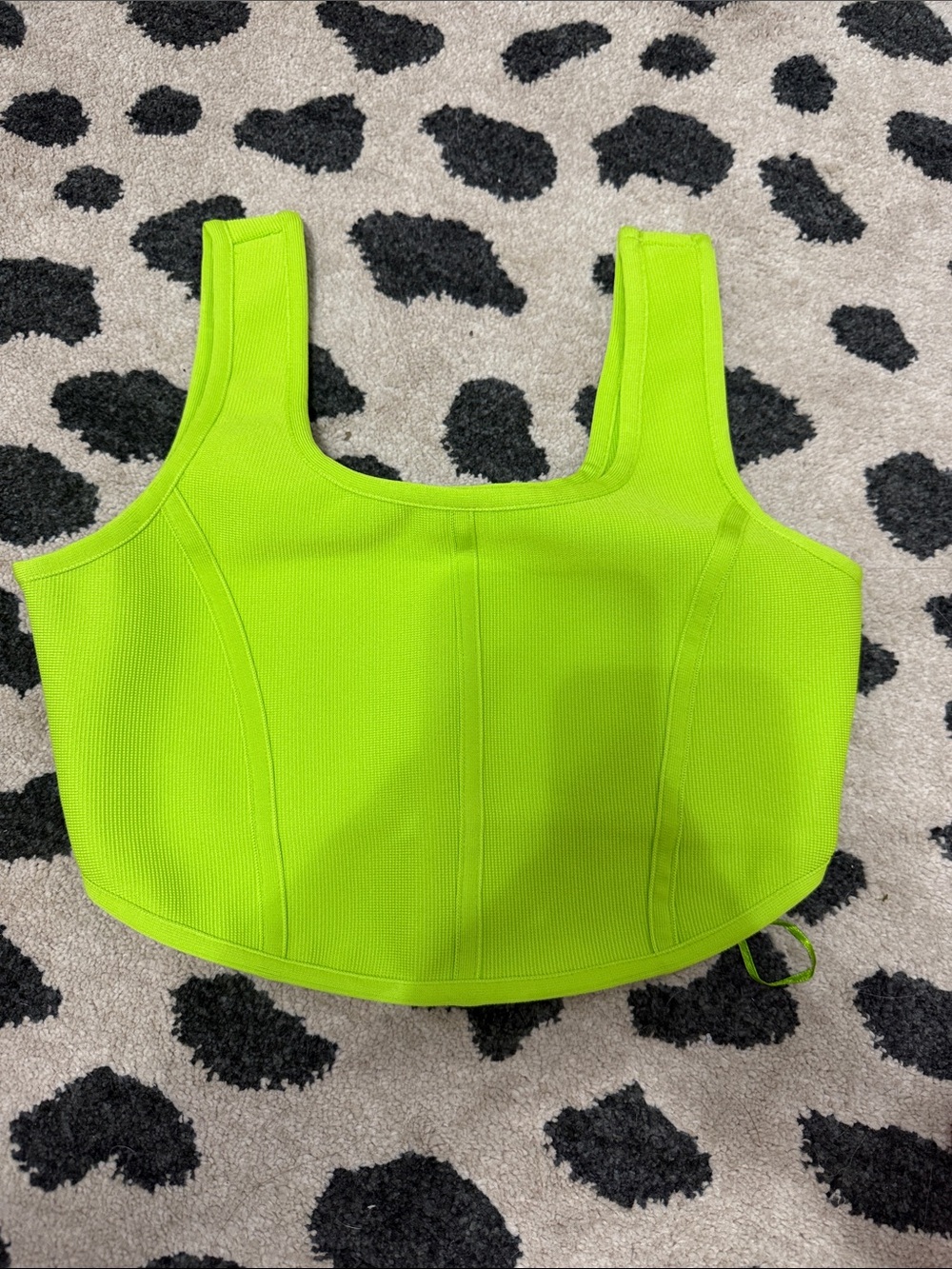 Velvet Neon Lime Square Neck Crop Top